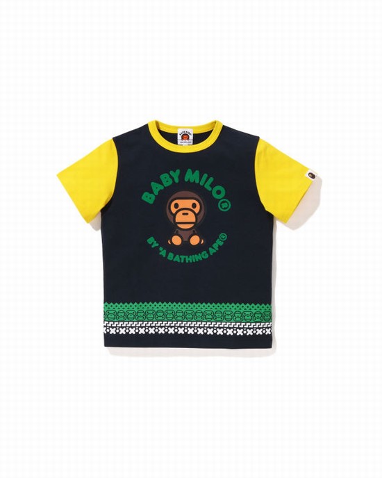 Bape Milo Nordic Print Tricko Detske Námornícka Modrá Modre | SK-8163