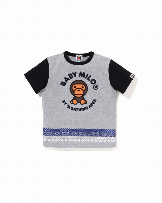 Bape Milo Nordic Print Tricko Detske Siva | SK-2310