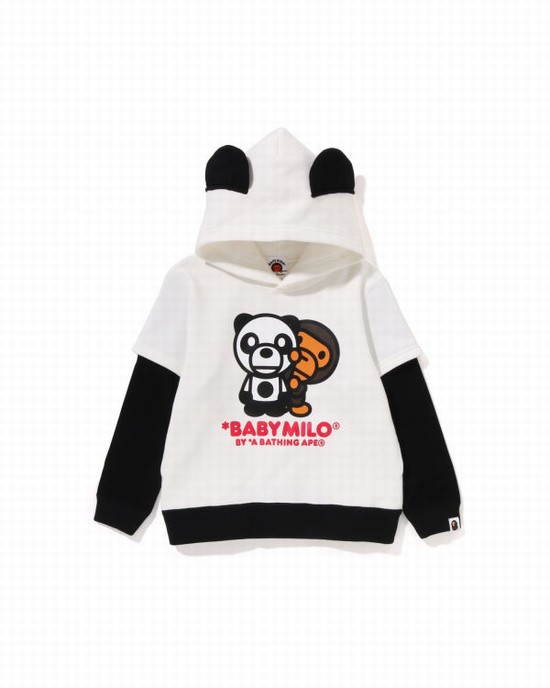 Bape Milo Panda Layered Pullover Mikiny S Kapucňou Detske Biele | SK-1425