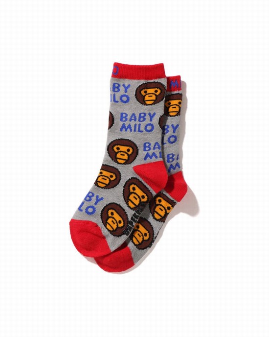 Bape Milo Pattern Ponozky Detske Siva | SK-6054