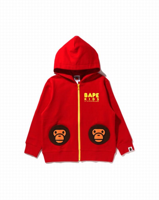 Bape Milo Pocket Zip Mikiny S Kapucňou Detske Svetlo Červené | SK-7615
