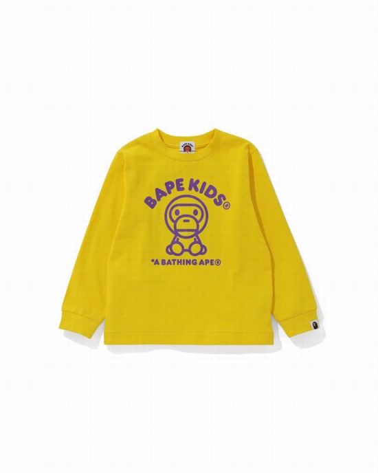 Bape Milo Rug L/S Tricko Detske Žlté | SK-8645