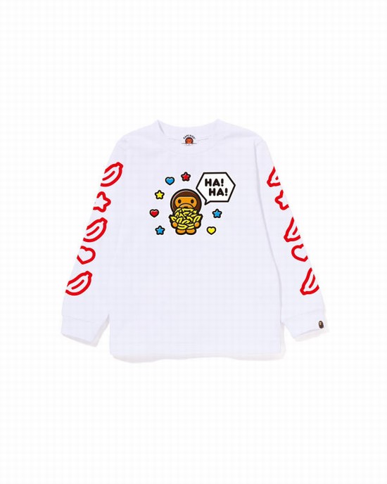 Bape Milo Speech Balloon L/S #1 Tricko Detske Biele | SK-8542