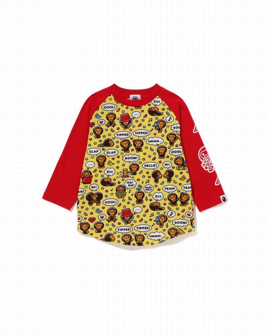 Bape Milo Speech Balloon Raglan 3/4 Sleeve Tricko Detske Svetlo Červené | SK-5489