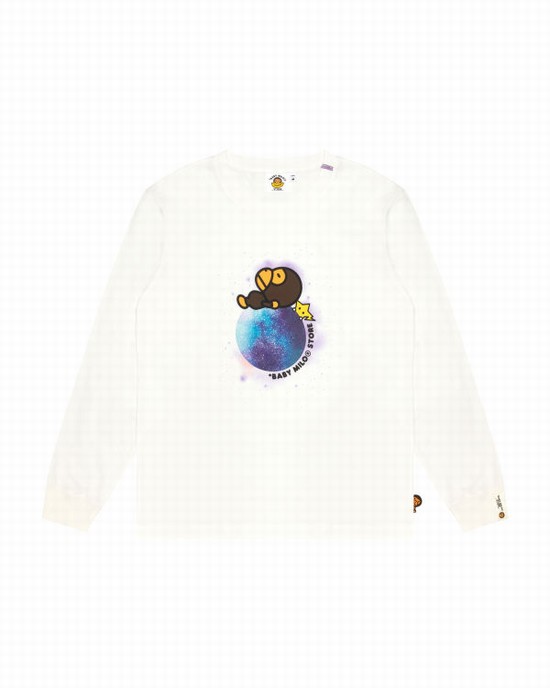 Bape Milo graphic long sleeve Tricko Damske Biele | SK-5037