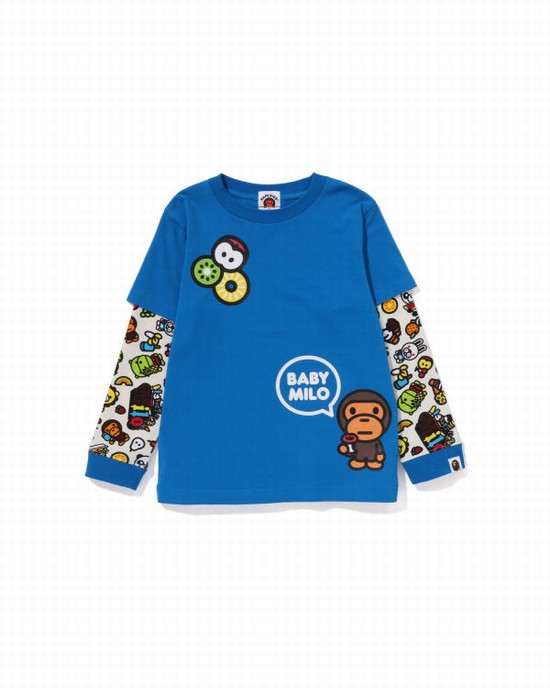 Bape Milo mixed fruit layered sleeves Tricko Detske Modre | SK-0463