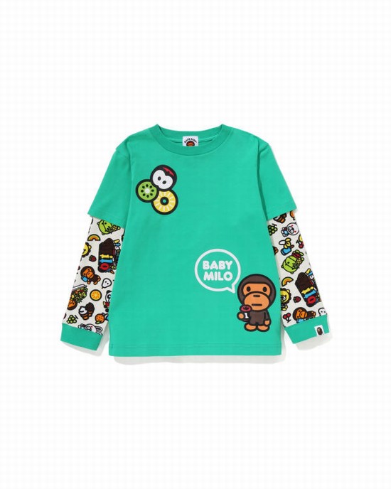 Bape Milo mixed fruit layered sleeves Tricko Detske Svetlo Zelene | SK-0851