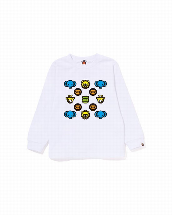 Bape Milogram L/S Tricko Detske Biele | SK-8326