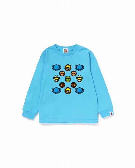 Bape Milogram L/S Tricko Detske Modre | SK-4682