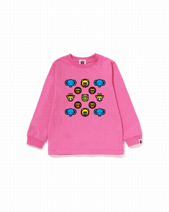 Bape Milogram L/S Tricko Detske Ruzove | SK-9672