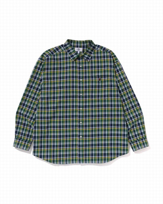 Bape Mini Check Loose Fit Kosele Panske Tyrkysové | SK-6301