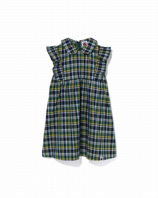 Bape Mini Check Round Collar Onepiece Saty Detske Zelene | SK-6812