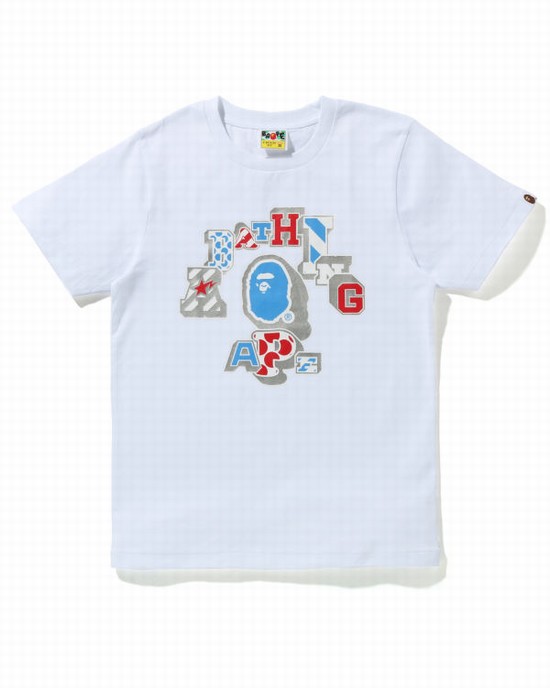 Bape Mix Patched College Tricko Damske Biele | SK-1482