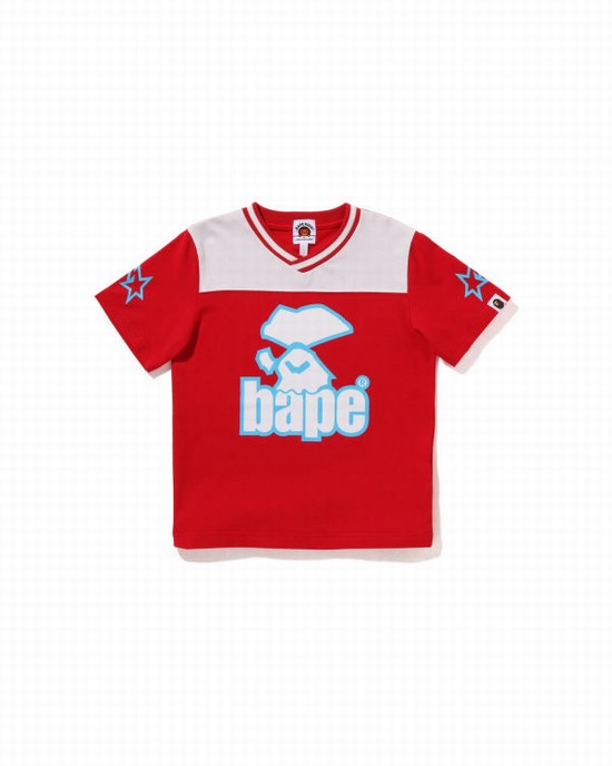 Bape Moonface Football Tricko Detske Svetlo Červené | SK-3471