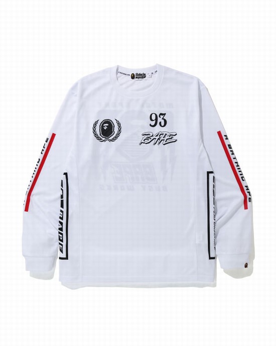 Bape Motor Športové Tricko Panske Biele | SK-7390