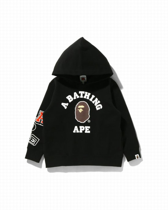 Bape Multi Fonts Pullover Mikiny S Kapucňou Detske Čierne | SK-0542