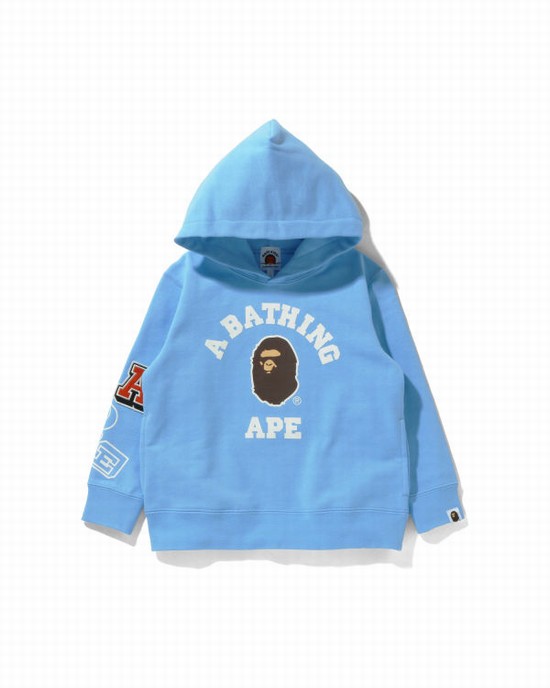 Bape Multi Fonts Pullover Mikiny S Kapucňou Detske Modre | SK-6085