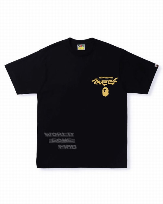 Bape Multi Logo #1 Tricko Panske Čierne | SK-6089