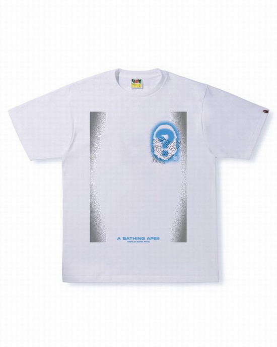 Bape Multi Logo #3 Tricko Panske Biele | SK-0847