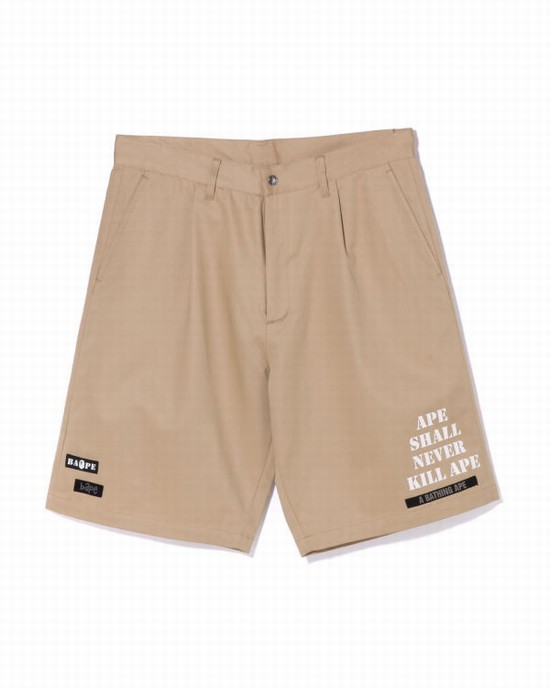 Bape Multi Motif Kozene Pocket Chino Sortky Panske Béžové | SK-7985