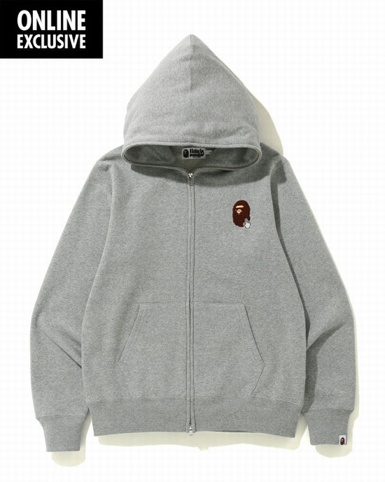 Bape Online full zip Mikiny S Kapucňou Panske Svetlo Siva | SK-7584