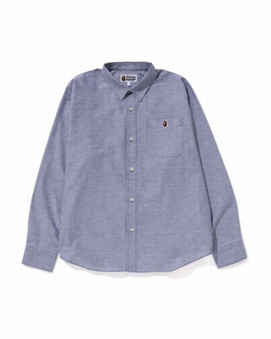 Bape Oxford relaxed fit Kosele Panske Modre | SK-8560