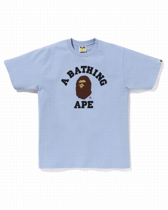 Bape Pigment College Tricko Panske Modre | SK-2084