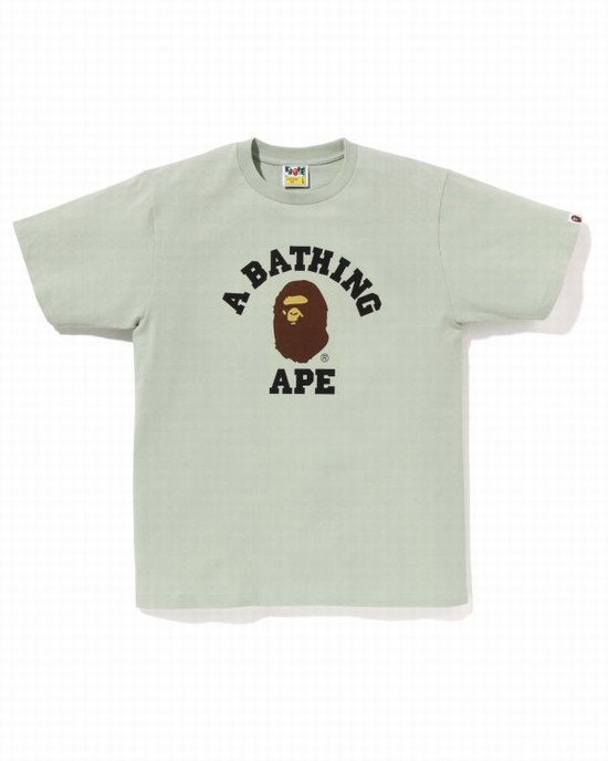 Bape Pigment College Tricko Panske Svetlo Zelene | SK-8450