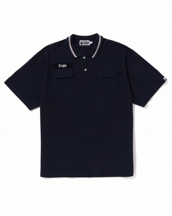 Bape Relaxed Fit Polo Tricko Panske Námornícka Modrá Modre | SK-6325