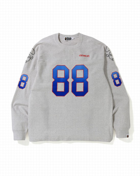 Bape Relaxed Football logo Tricko Panske Siva | SK-0825