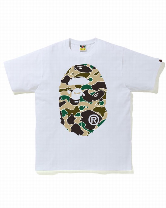 Bape STA Camo Big Ape Head Tricko Panske Biele | SK-1935