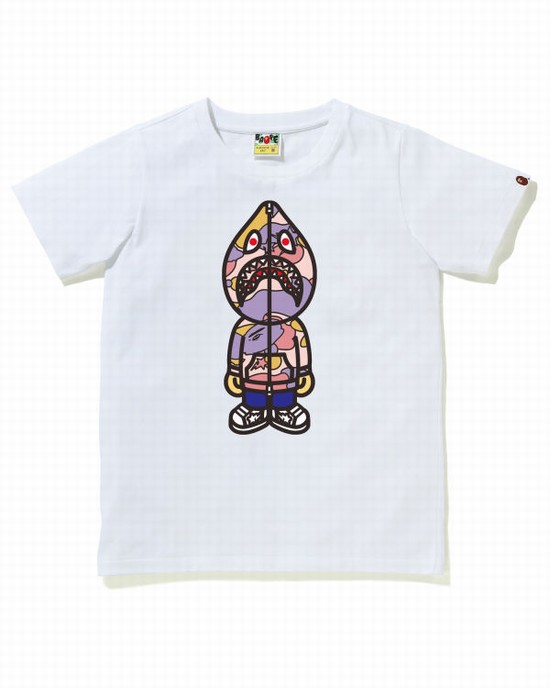 Bape STA Camo Klasické Milo Shark Tricko Damske Biele | SK-9671