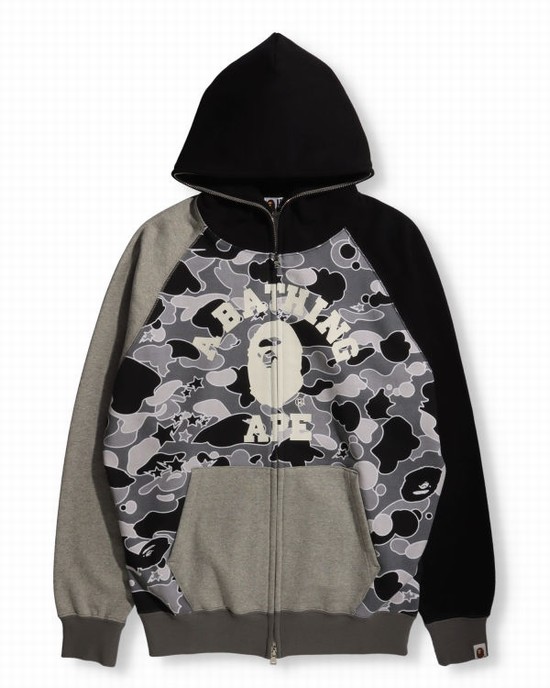 Bape STA Camo Raglan Oversized Zip Mikiny S Kapucňou Damske Čierne | SK-2160