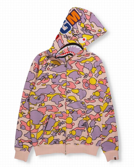 Bape STA Camo Shark Full Zip Mikiny S Kapucňou Damske Ruzove | SK-9846