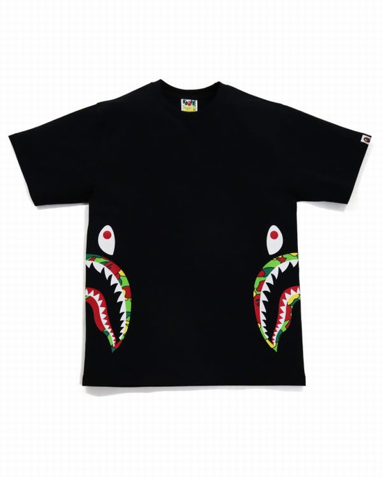Bape STA Camo Side Shark Tricko Panske Čierne | SK-4536