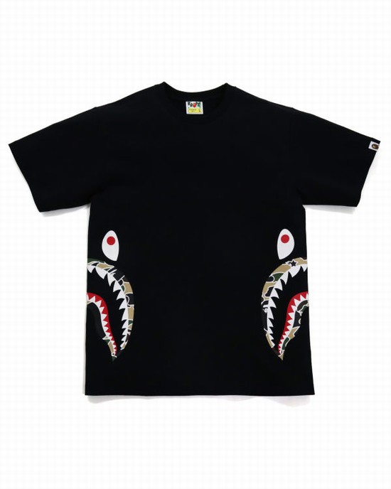 Bape STA Camo Side Shark Tricko Panske Čierne | SK-4856