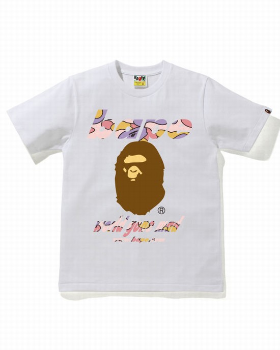 Bape STA Camo WGM Ape Head Tricko Damske Biele | SK-3567