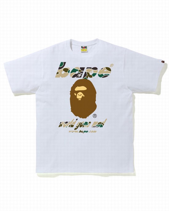 Bape STA Camo WGM Ape Head Tricko Panske Biele | SK-0634