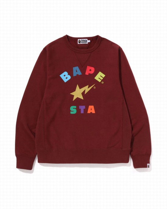 Bape STA Crewneck Mikiny Panske Tmavo Červené | SK-6053