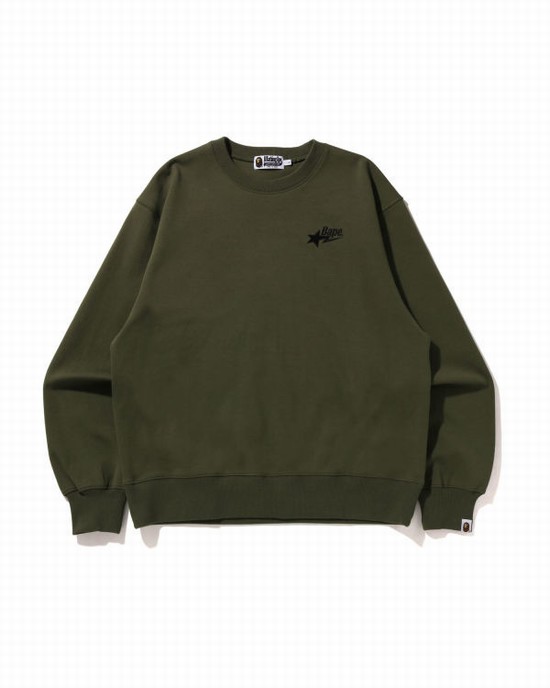 Bape STA Logo Relaxed Fit Crewneck Mikiny Panske Zelene | SK-4726