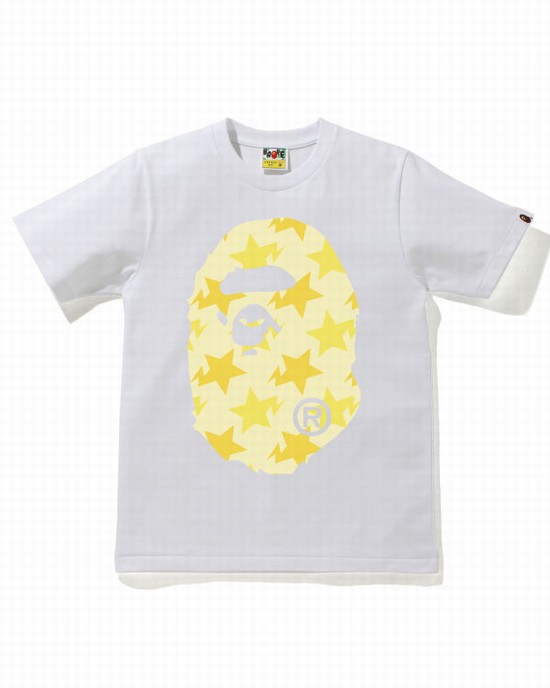 Bape STA Pattern Big Ape Head Tricko Damske Biele | SK-2703