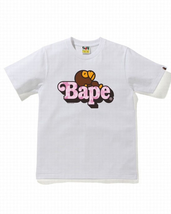 Bape STA Pattern Milo On Tricko Damske Biele | SK-0768