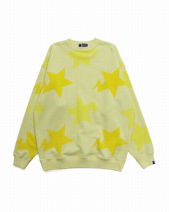 Bape STA Pattern Oversized Crewneck Mikiny Damske Žlté | SK-7804