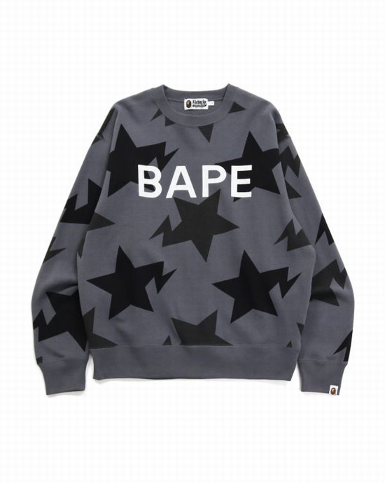 Bape STA Pattern Relaxed Fit Crewneck Mikiny Panske Čierne | SK-5107
