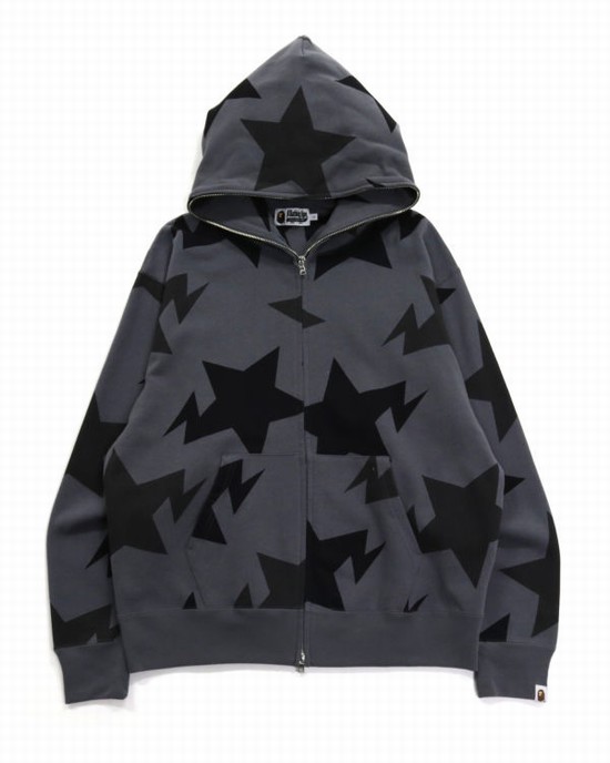 Bape STA Pattern Relaxed Fit Full Zip Mikiny S Kapucňou Panske Čierne | SK-7026
