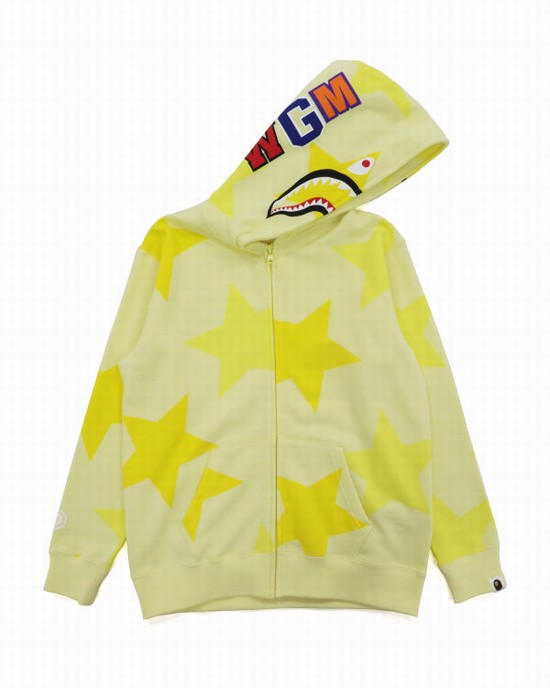 Bape STA Pattern Shark Full Zip Mikiny S Kapucňou Damske Žlté | SK-7865