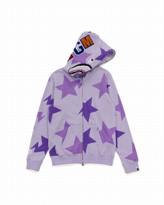 Bape STA Pattern Shark Zip Mikiny S Kapucňou Detske Nachový | SK-0465