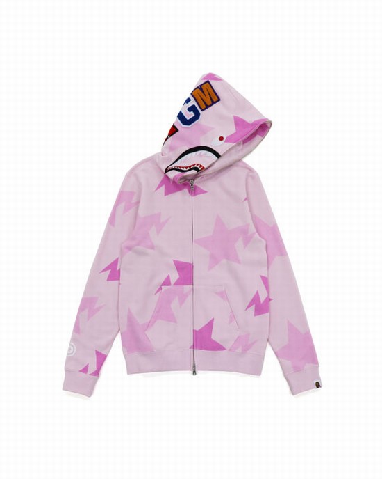 Bape STA Pattern Shark Zip Mikiny S Kapucňou Detske Ruzove | SK-5396