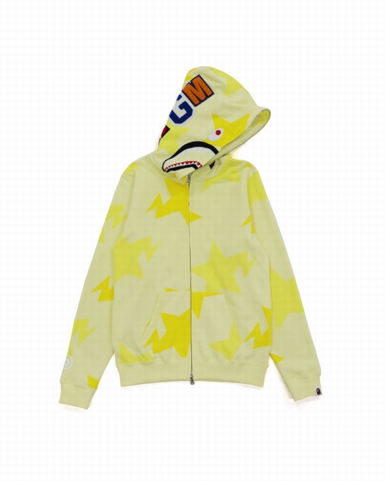 Bape STA Pattern Shark Zip Mikiny S Kapucňou Detske Žlté | SK-7283