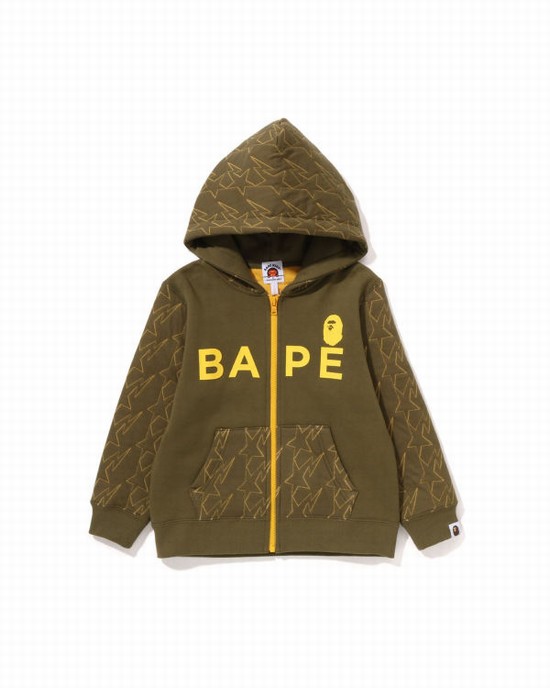 Bape STA Quilting Zip Mikiny S Kapucňou Detske Zelene | SK-3978